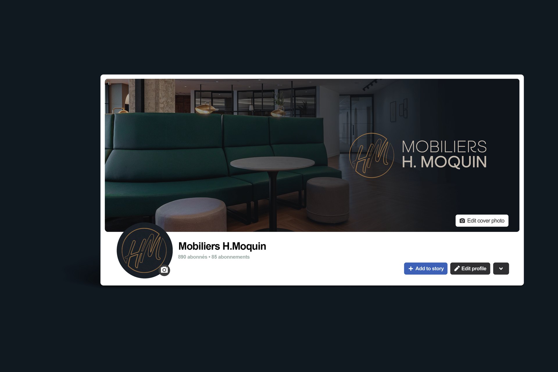 Bandeau et profil Facebook de Mobiliers H. Moquin