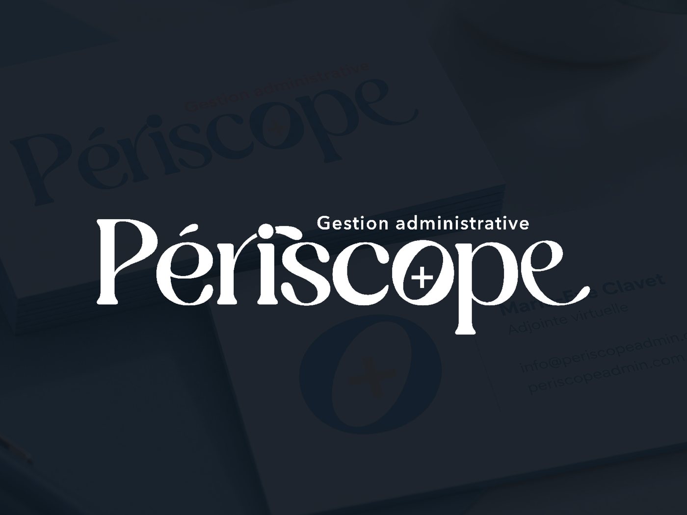Logo de Périscope, gestion administrative, en blanc sur fond bleu nuit