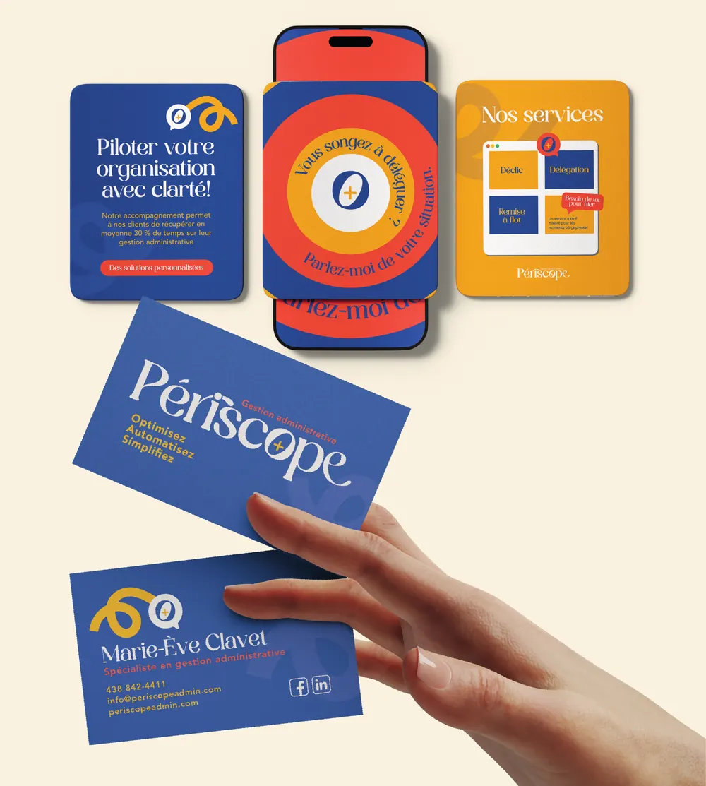 Cartes de visite, gabarits mobiles et visuels pour les réseaux sociaux de Périscope