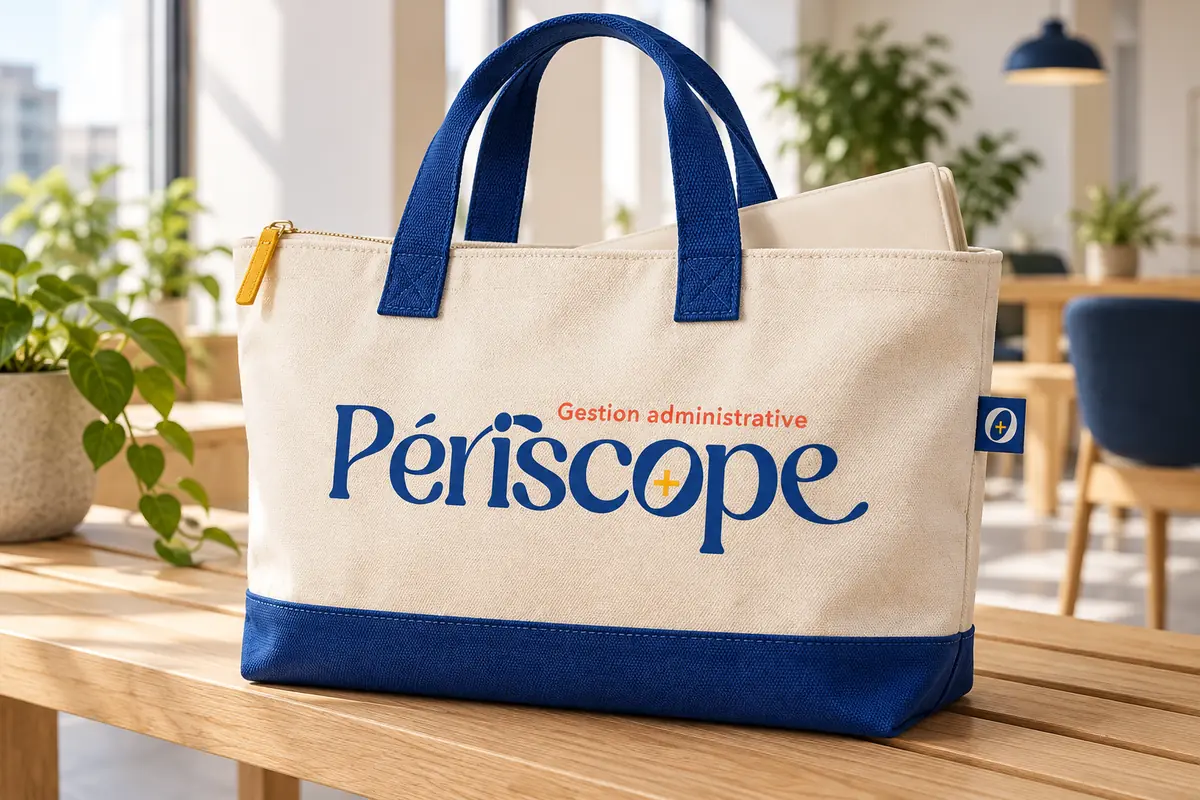 Sac fourre-tout en toile ivoire et bleu aux couleurs de Périscope